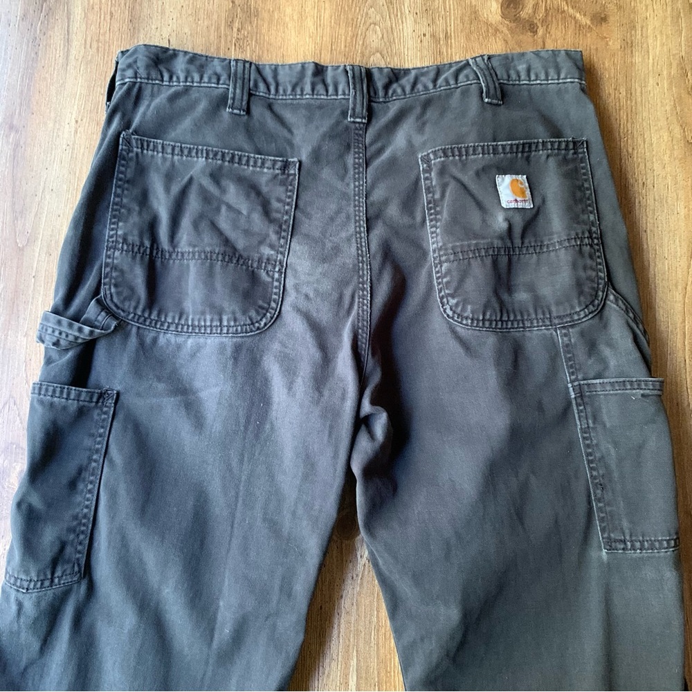 Carhartt Dark Grey Black Cargo Carpenter Work Pants 36x32